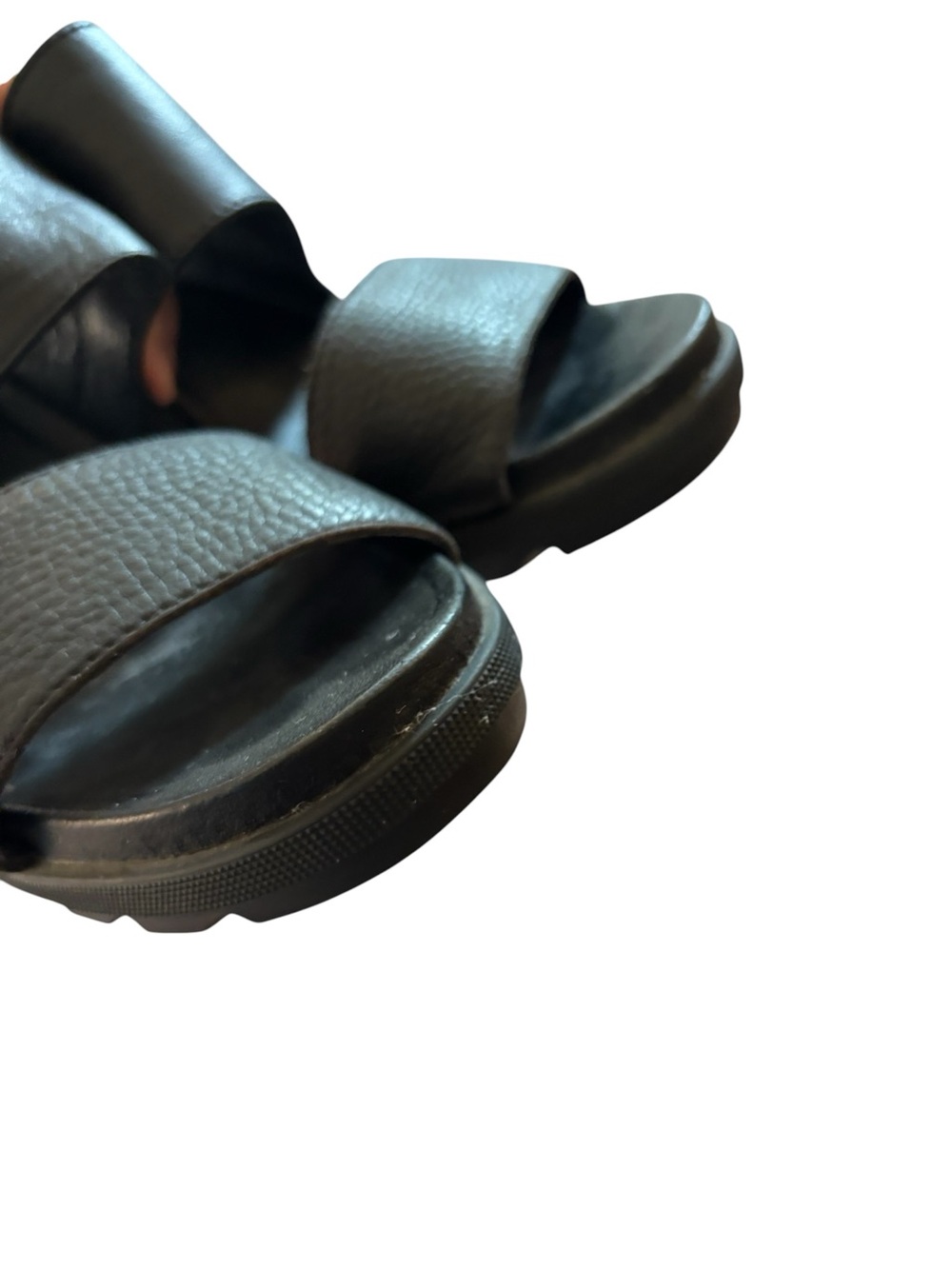 Sorel Sandals Womens 10 Joanie II Slingback Wedge Open Toe Black Leather Casual - Picture 8 of 9